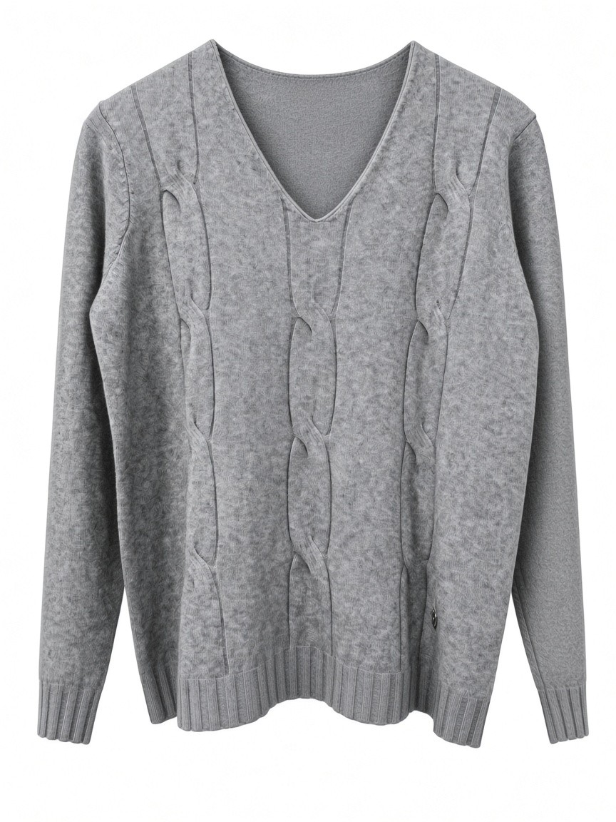 Dámsky pulóver s výstrihom do V s osmičkovým vzorom MINORITY SILVER MELANGE s.WEAR 1